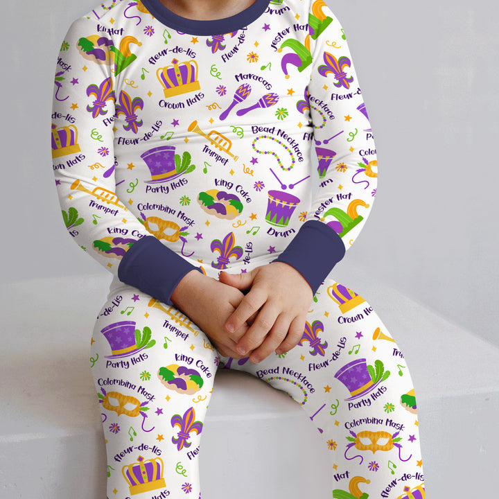 Mardi Gras Family Matching Two Piece Long Sleeve Pajama Set