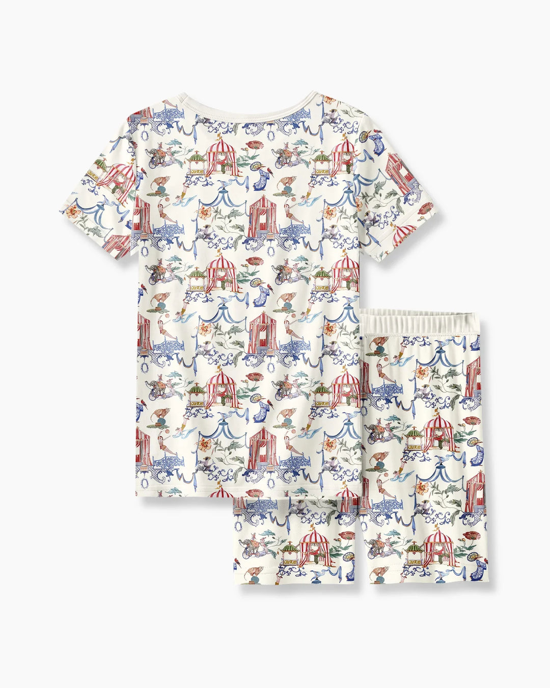 Vintage Lousiana Circus Toile Family Matching Bamboo Two Piece Short Sleeve Shorts Pajama Set
