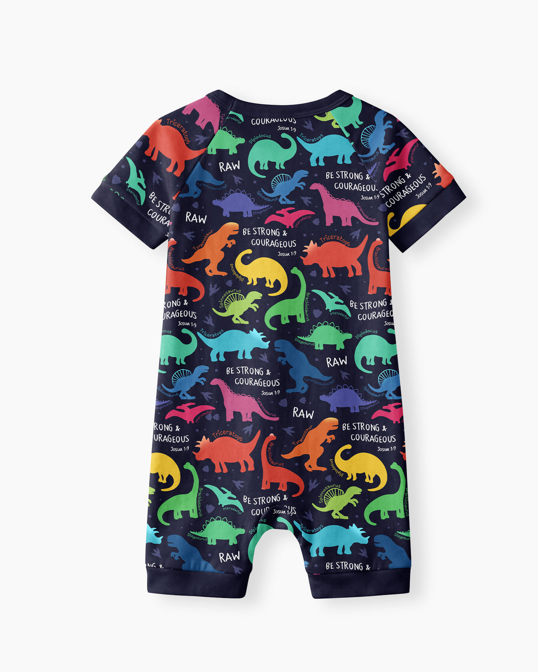 Be Strong and Courageous Dinosaur Christian Bamboo Shorty Zippy