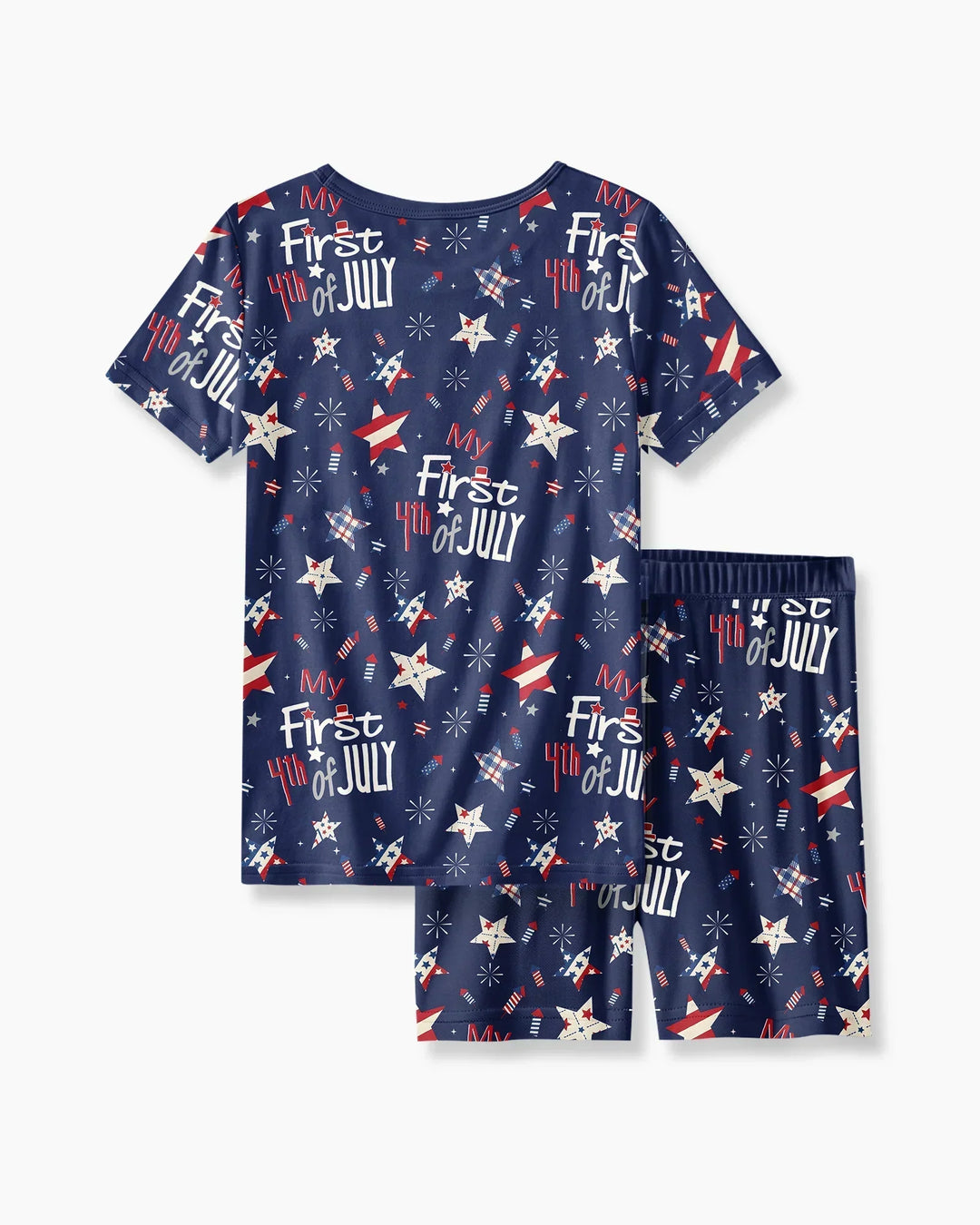 My First 4th of July Star Striped  Bamboo Two Piece Short Sleeve Shorts Pajama Set