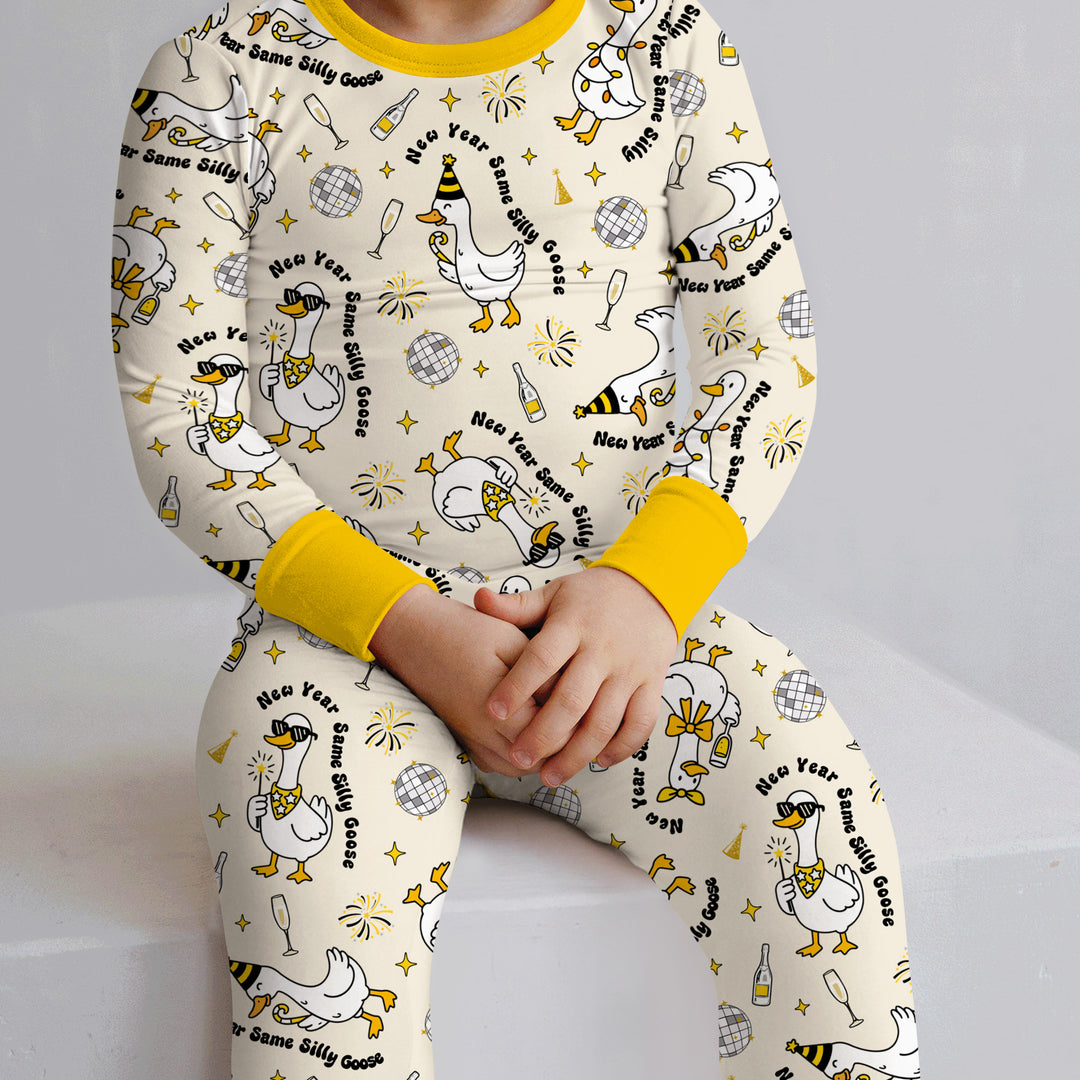 New Year Silly Goose Two Piece Long Sleeve Pajama Set
