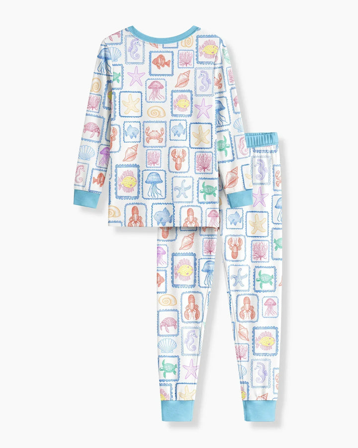 Coastal Treasures Family Matching Bamboo Two Piece Long Sleeve Pajama Set