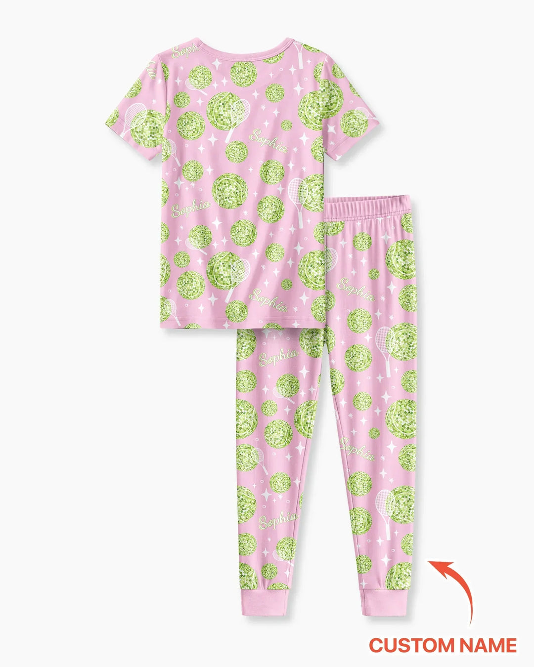 Tennis Disco Girl Party Matching Bamboo Two Piece Short Sleeve Pajama Set
