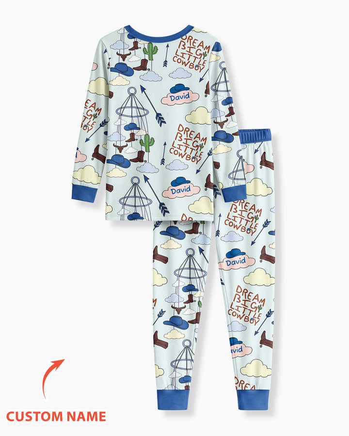 Litlle Cowboy Sis Bro Matching  Bamboo Two Piece Long Sleeve Pajama Set