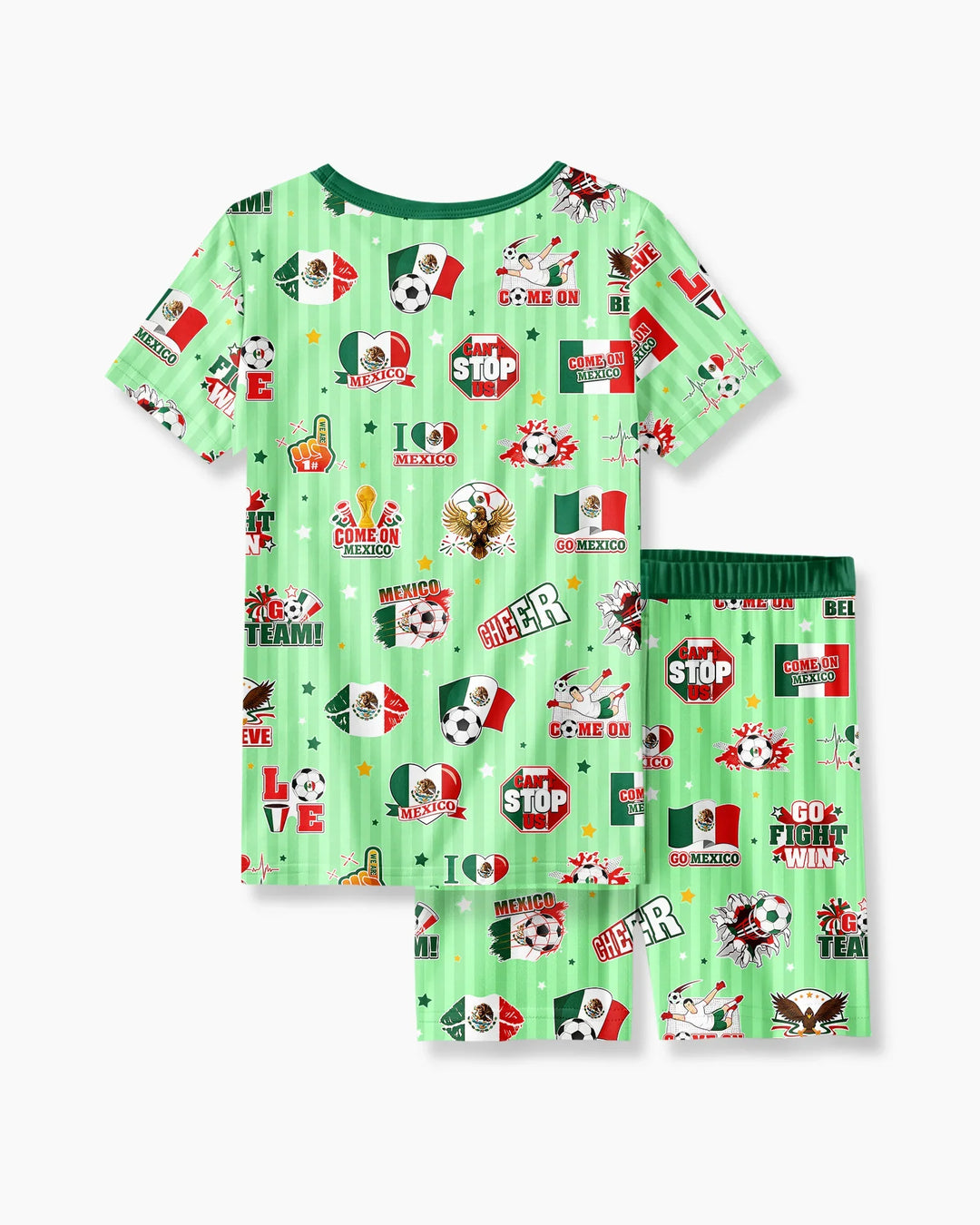 Soccer Game Day Go Team Mexico Family Matching Bamboo Two Piece Short Sleeve Shorts Pajama Set