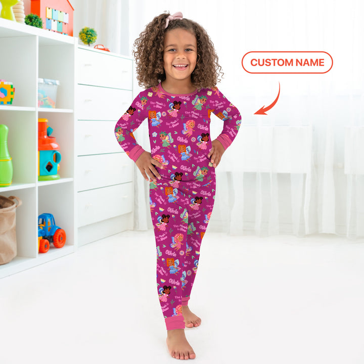 Custom Name Little Garden Fairy Two Piece Long Sleeve Pajama Set