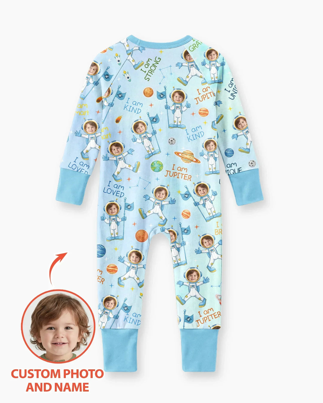 Custom Photo Kid Affirmations I Am Kind Astronaut Bamboo Convertible Zippy