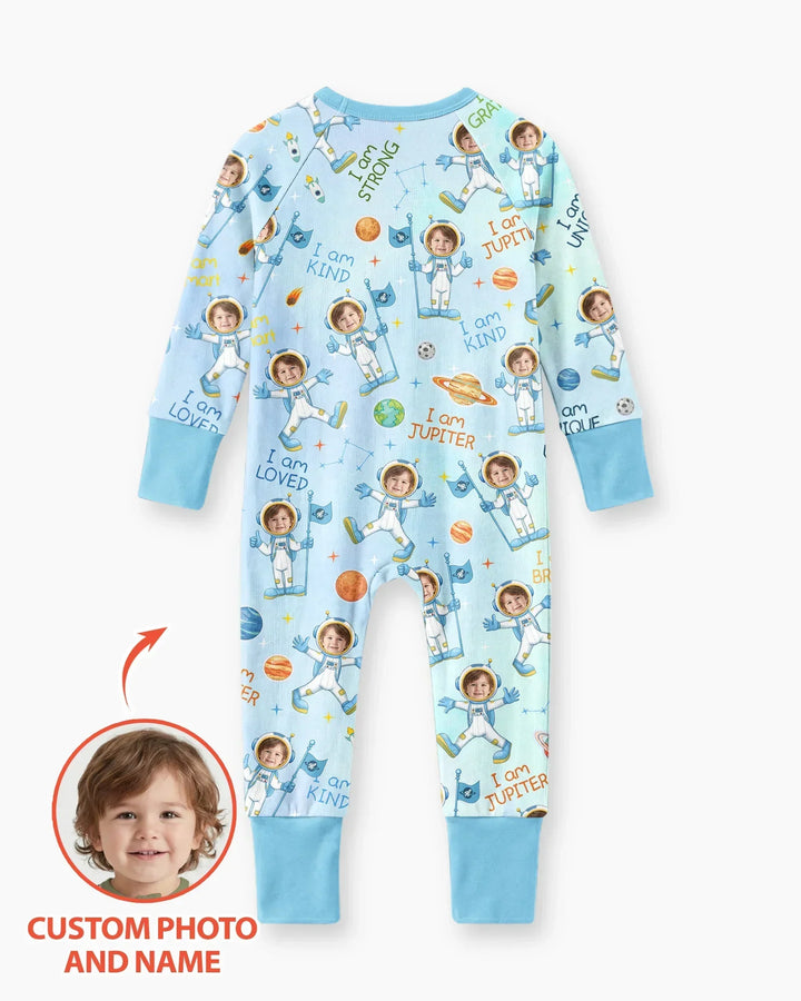 Custom Photo Kid Affirmations I Am Kind Astronaut Bamboo Convertible Zippy