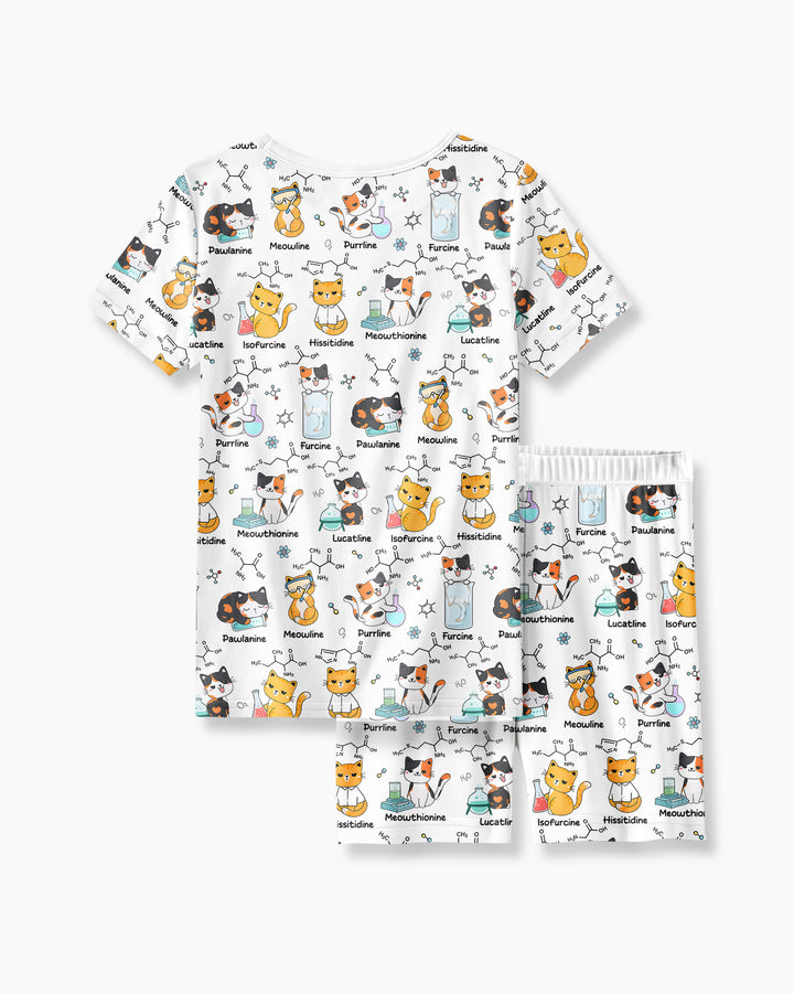 Conjunto de Pijama de Dos Piezas de Bambú con Mangas Cortas y Pantalones Cortos