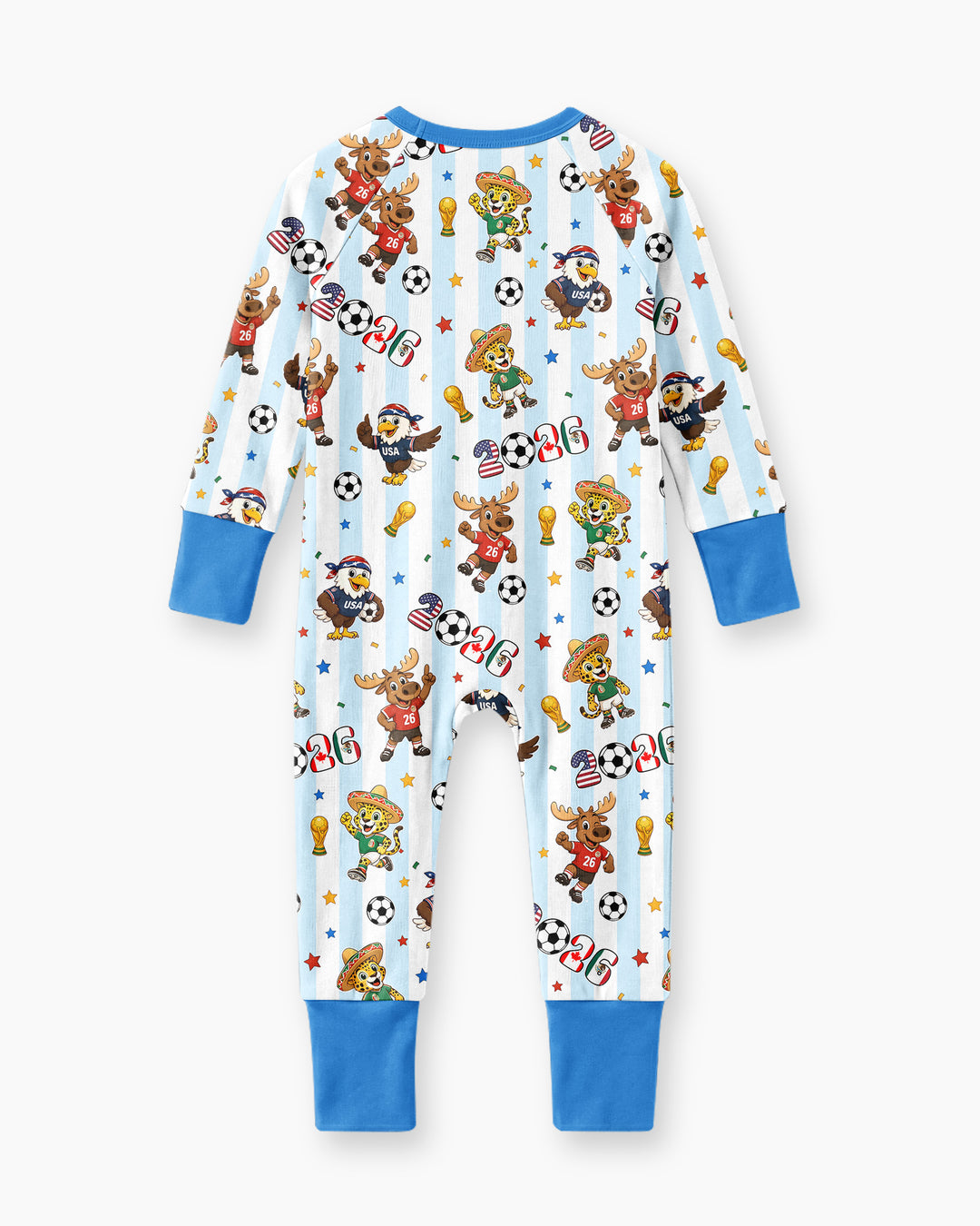 Striped Cute Mascots Soccer Cup 2026 Bamboo Convertible Zippy