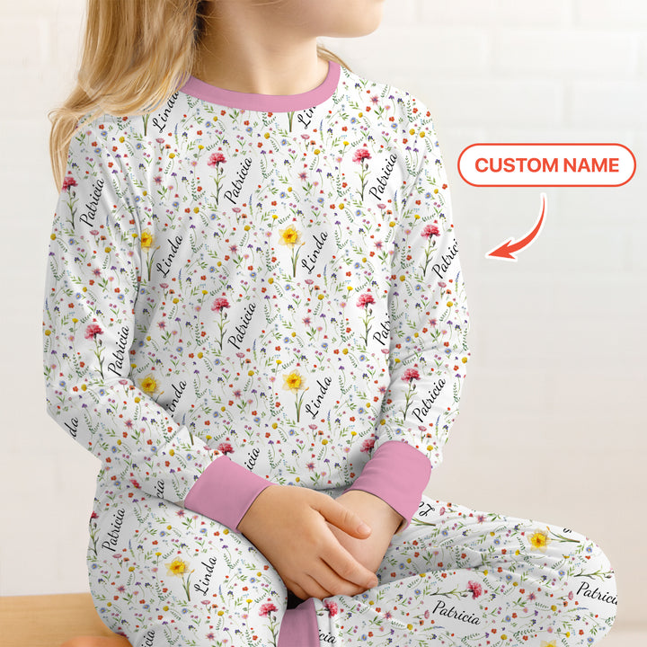 Zweiteiliges Langarm-Pyjama-Set mit Sommerfrüchten