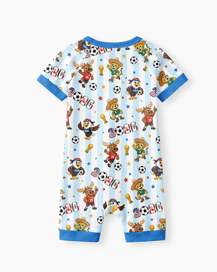 Striped Cute Mascots Soccer Cup 2026 Bamboo Shorty Zippy