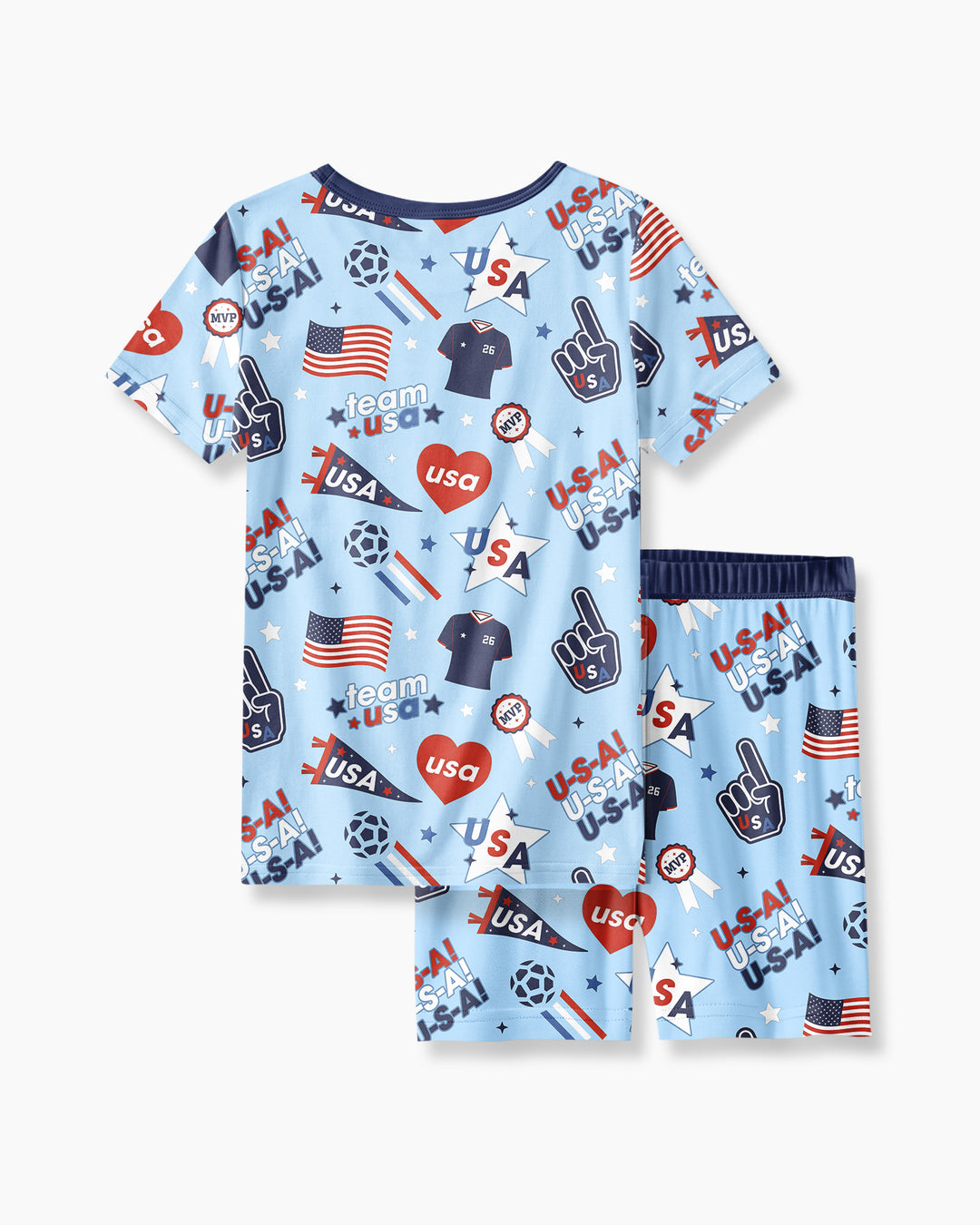 Soccer Party Team USA Bamboo Two Piece Short Sleeve Shorts Pajama Set