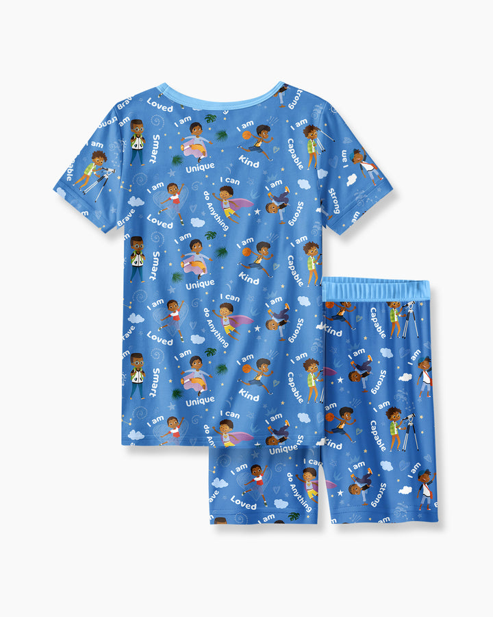 Schlafanzug-Set zweiteilig, kurze Ärmel, kurze Hose, Bambus