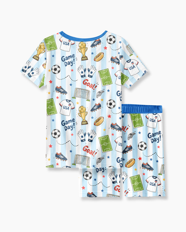 Conjunto de Pijama de Dos Piezas de Bambú con Mangas Cortas y Pantalones Cortos