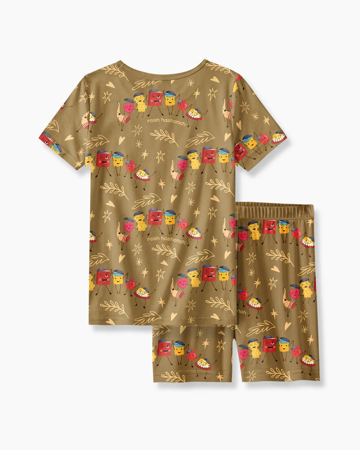 Conjunto de Pijama de Dos Piezas de Bambú con Mangas Cortas y Pantalones Cortos