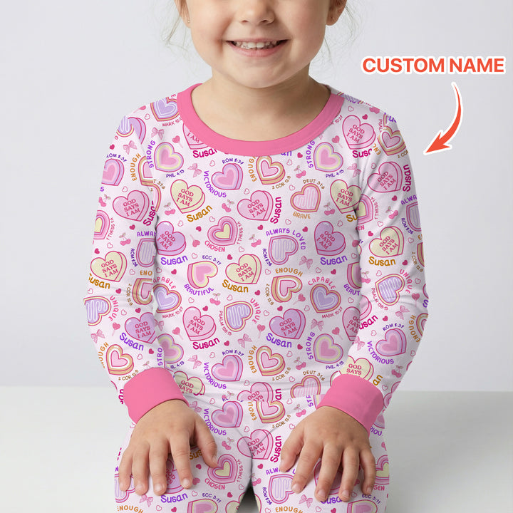 God Says I Am Sweet Heart Matching Mommy & Baby Two Piece Long Sleeve Pajama Set