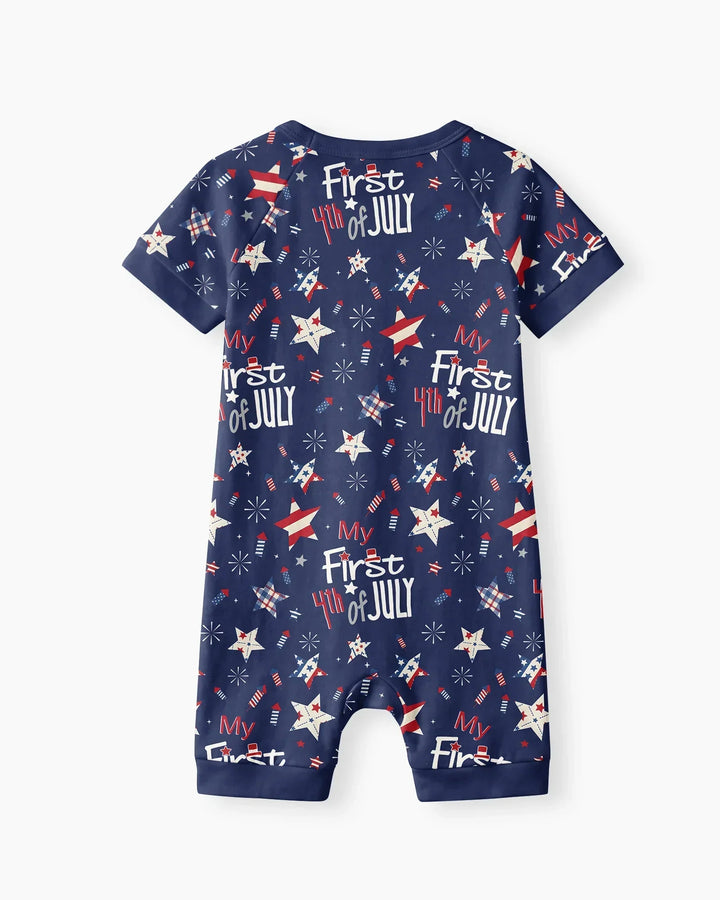 My First 4th of July Star Striped  Bamboo Shorty Zippy