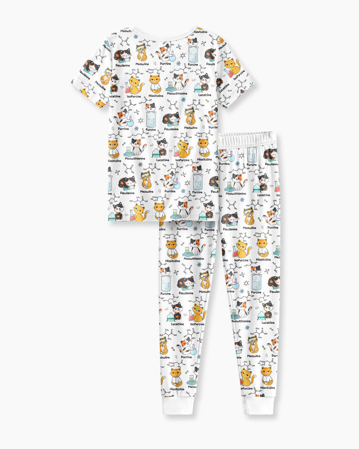 Biochemistry Cat Bamboo Two Piece Short Sleeve Pajama Set