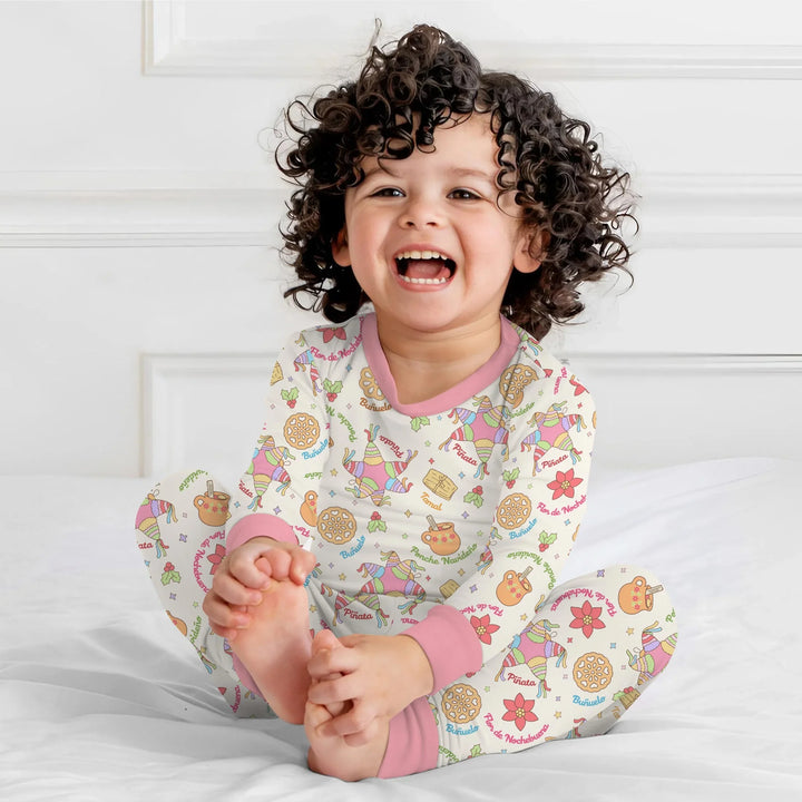 Las Posadas Dream Two Piece Long Sleeve Pajama Set , Las Posadas Dream Two Piece Long Sleeve Pajama Set - 12-18M / Red