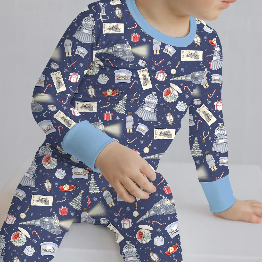 Christmas Train Two Piece Long Sleeve Pajama Set