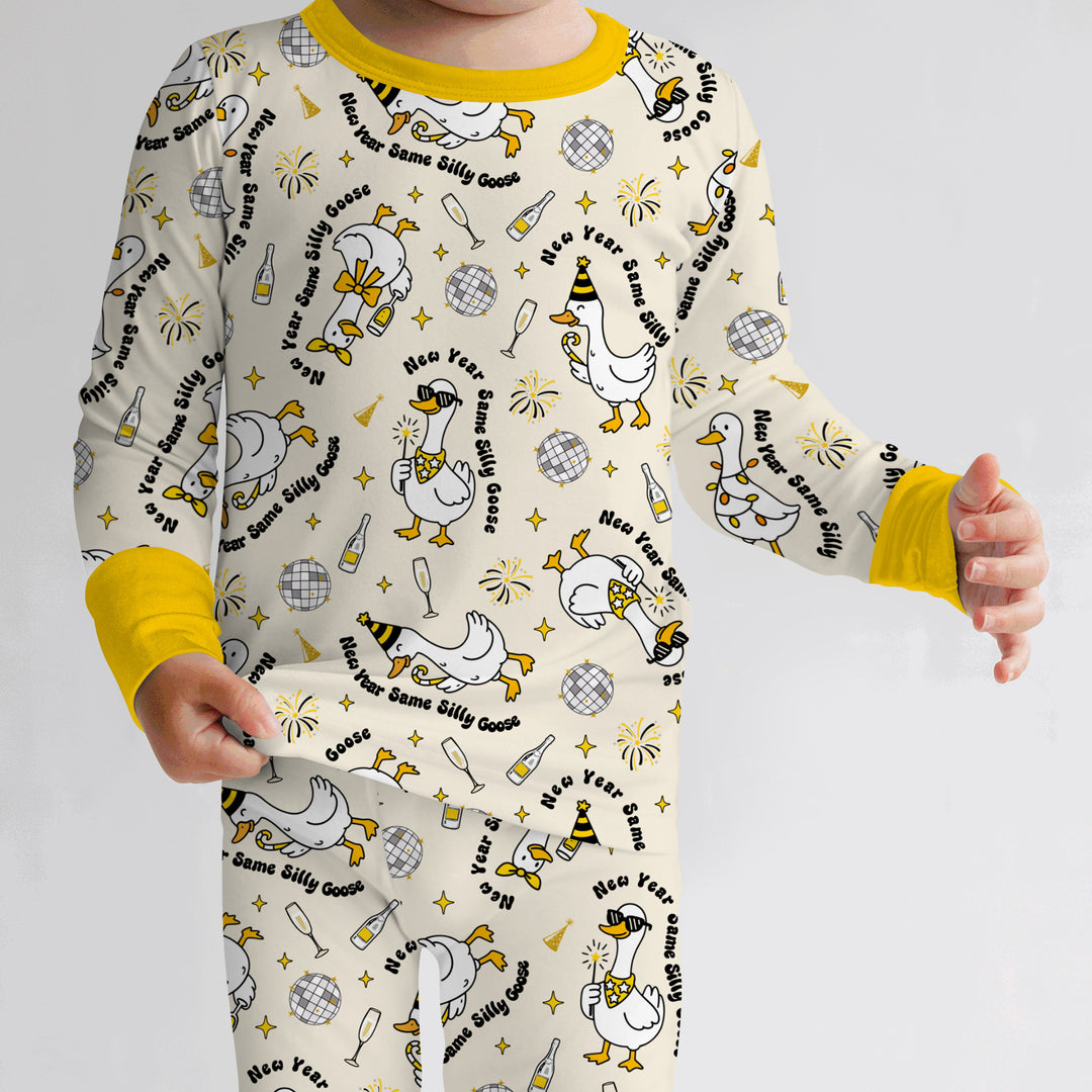 New Year Silly Goose Two Piece Long Sleeve Pajama Set