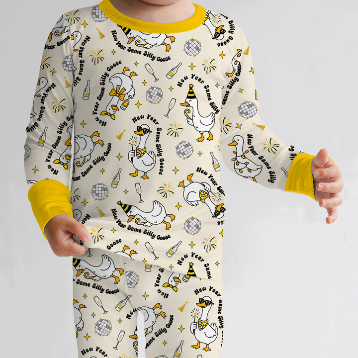 New Year Silly Goose Two Piece Long Sleeve Pajama Set