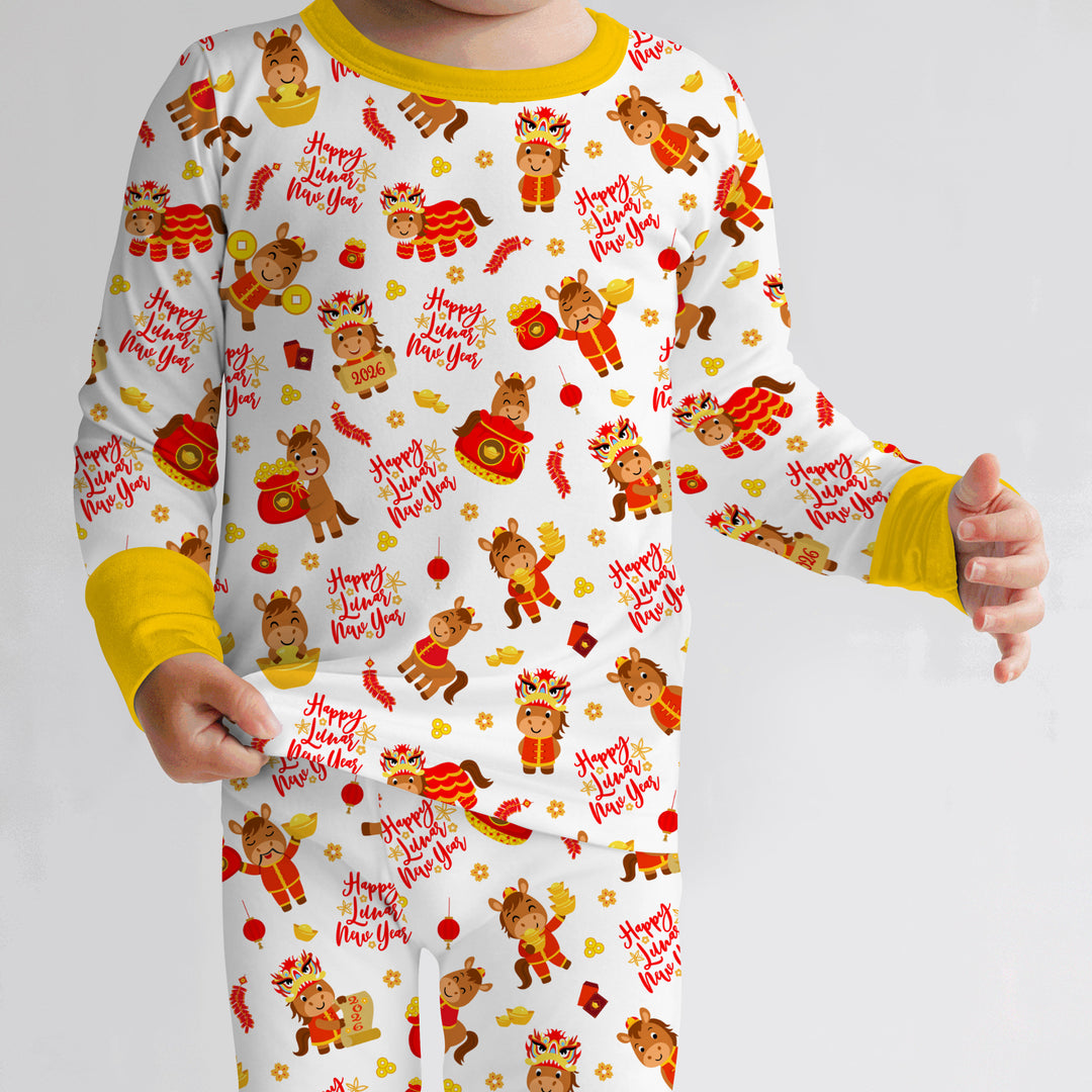Year of the Horse Two Piece Long Sleeve Pajama Set