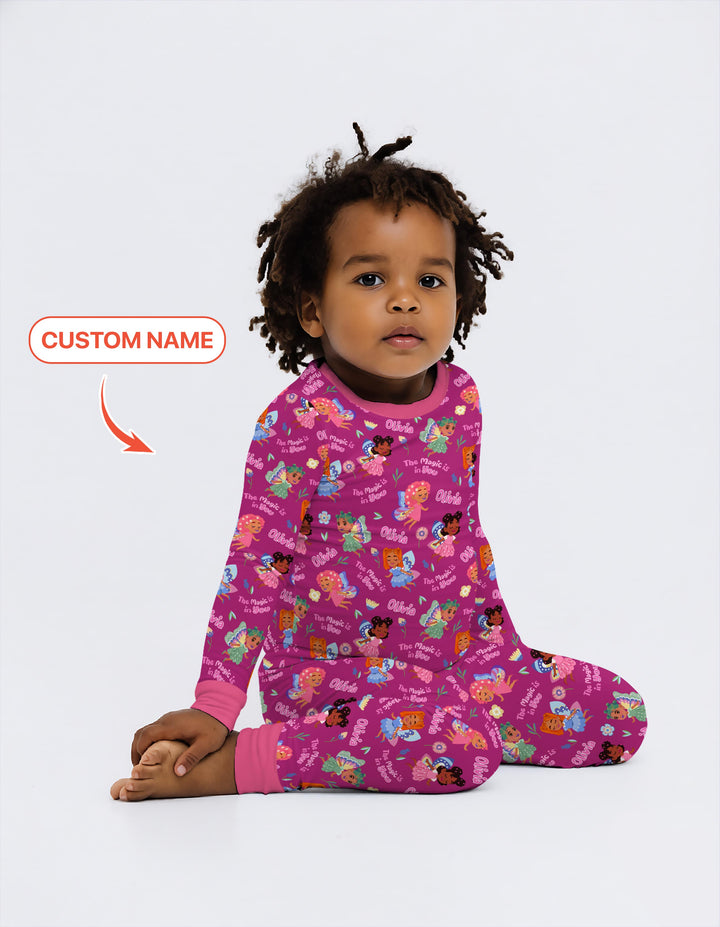 Zweiteiliges Langarm-Pyjama-Set mit Sommerfrüchten