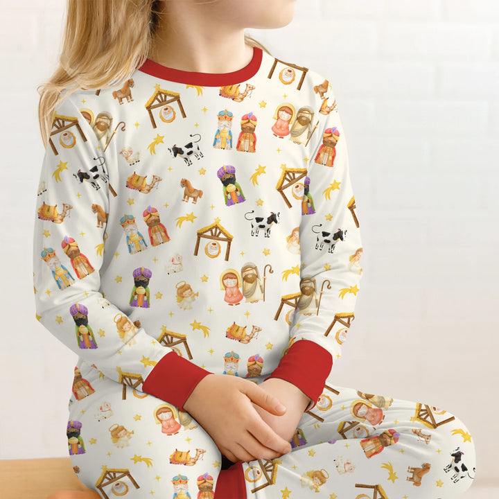 Away In A Manger Two Piece Long Sleeve Pajama Set