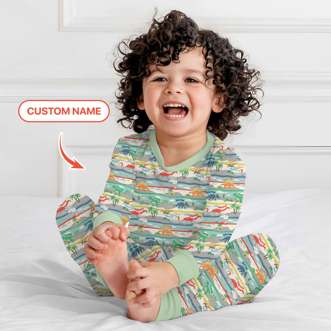 Jurassic Playground Two Piece Long Sleeve Pajama Set