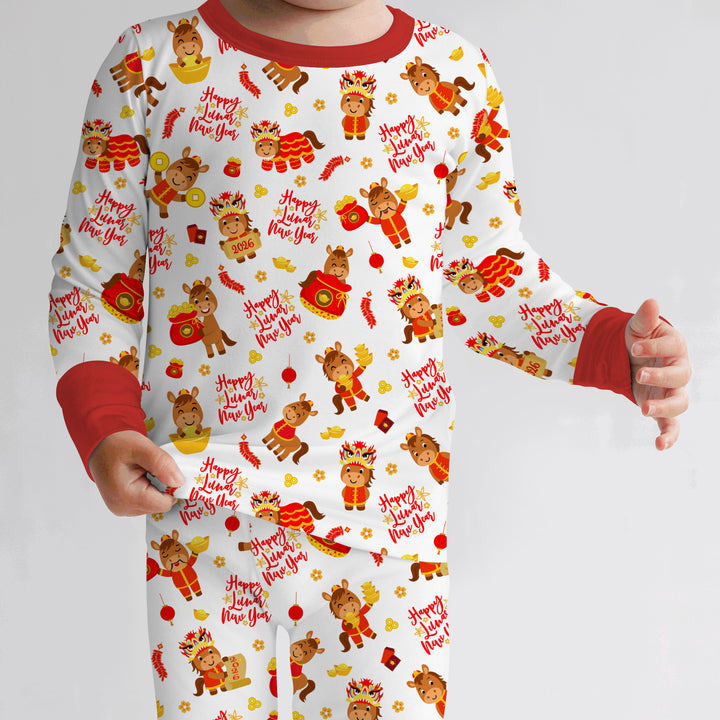 Year of the Horse Two Piece Long Sleeve Pajama Set
