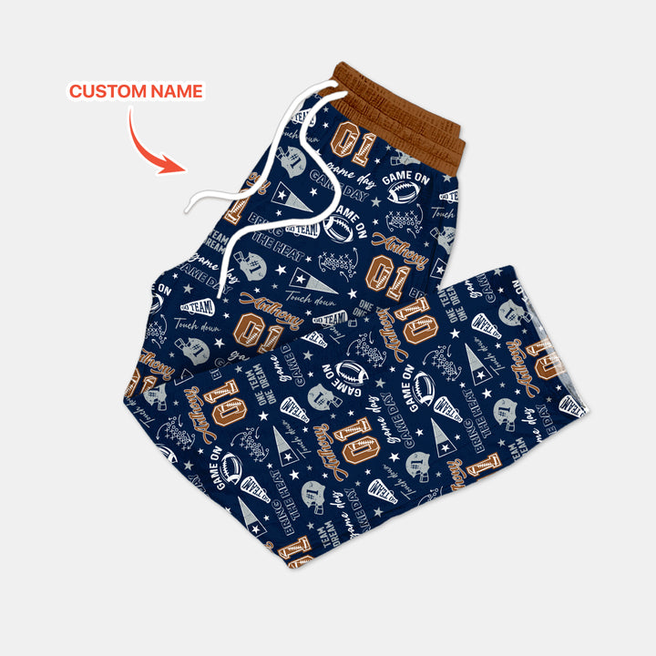 Custom Name Football Game Day Men's Pajama Set
