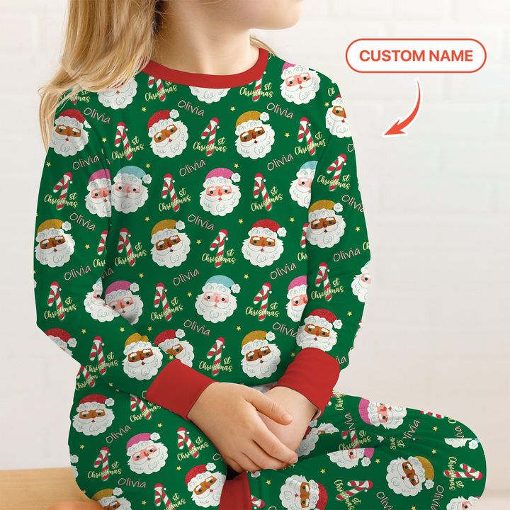 Personalized 1st Christmas Two Piece Long Sleeve Pajama Set