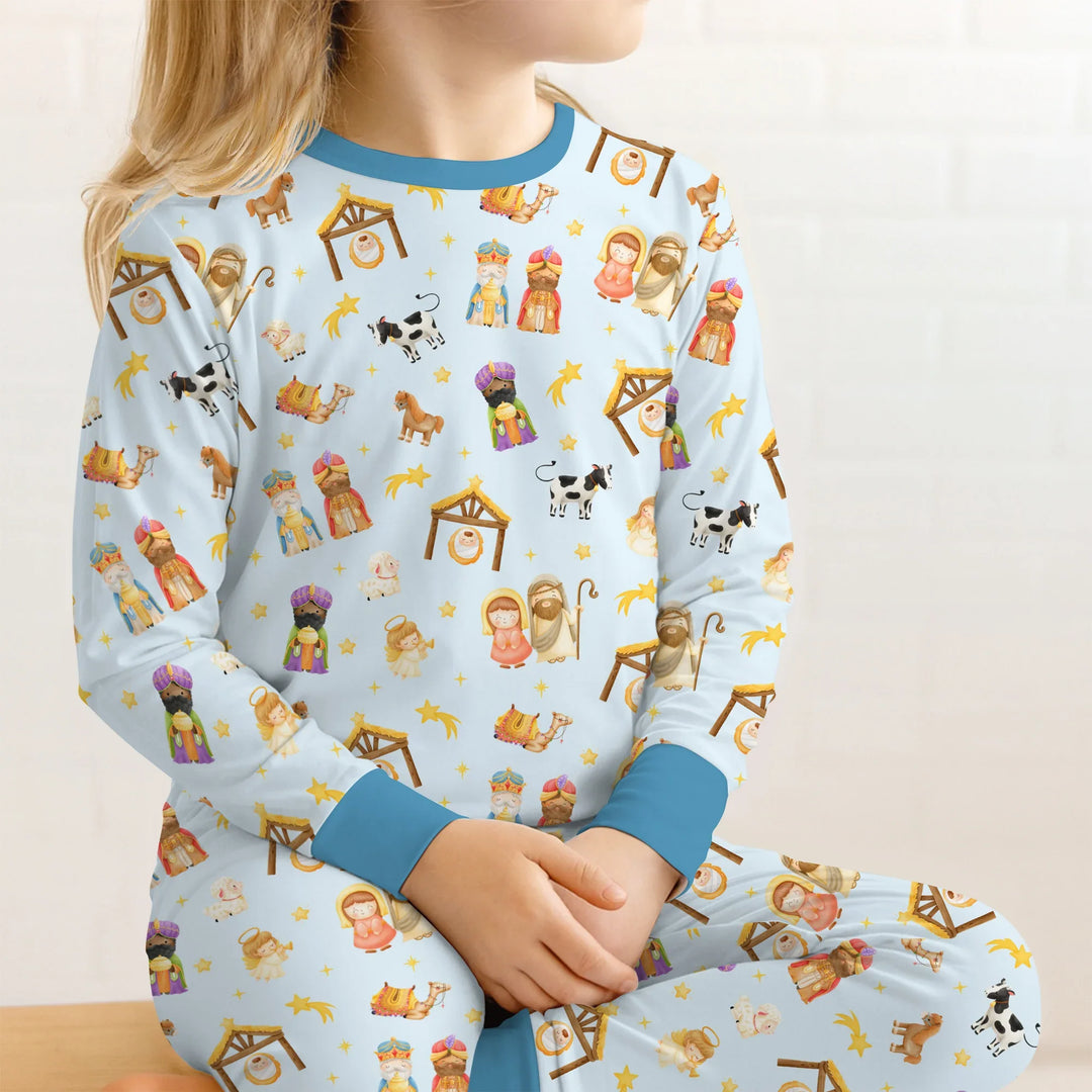 Away In A Manger Two Piece Long Sleeve Pajama Set
