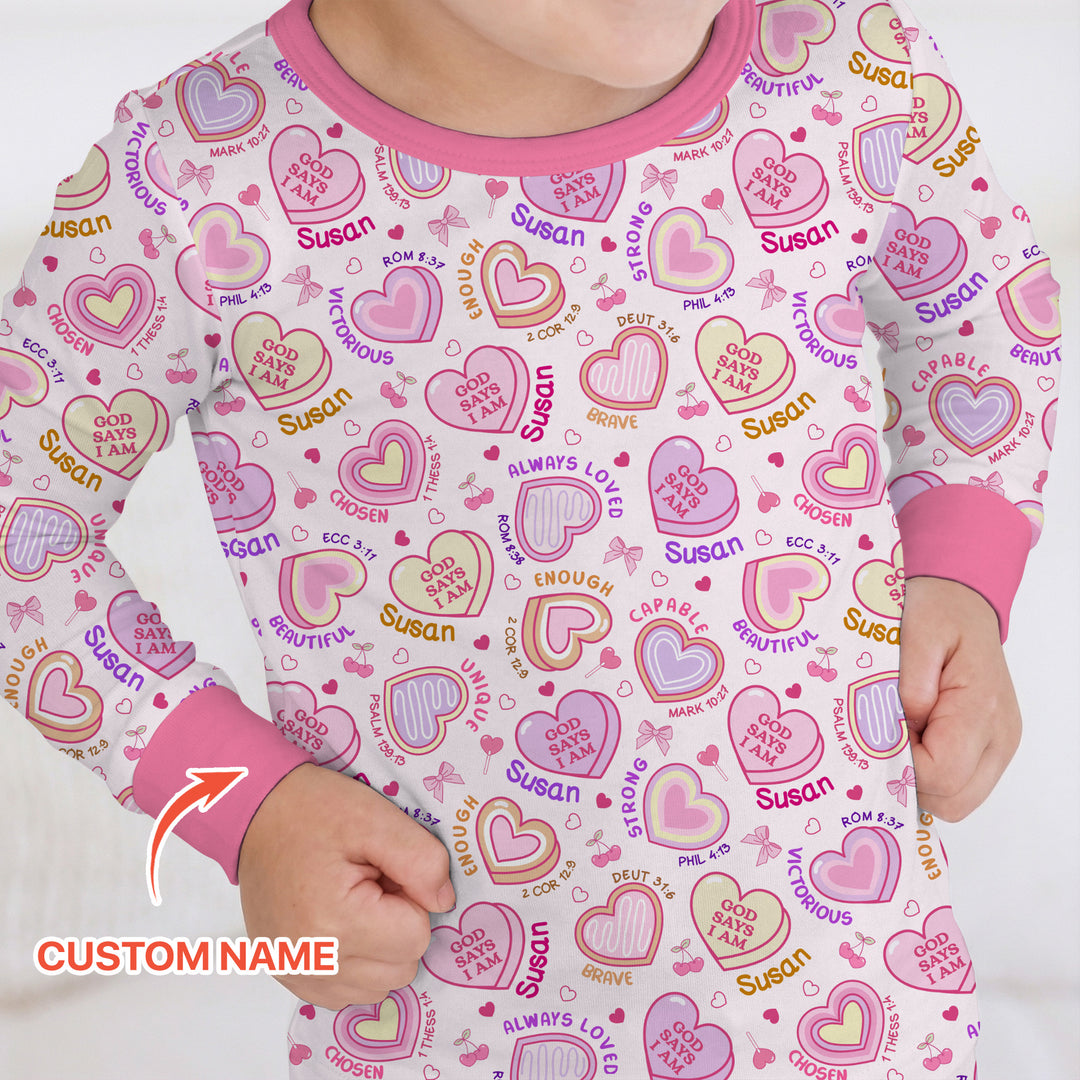 God Says I Am Sweet Heart Matching Mommy & Baby Two Piece Long Sleeve Pajama Set