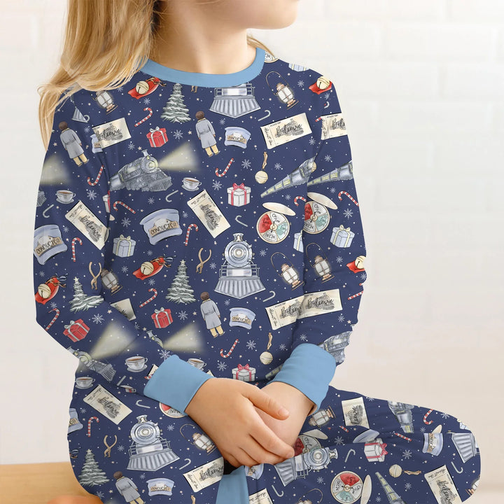 Christmas Train Two Piece Long Sleeve Pajama Set