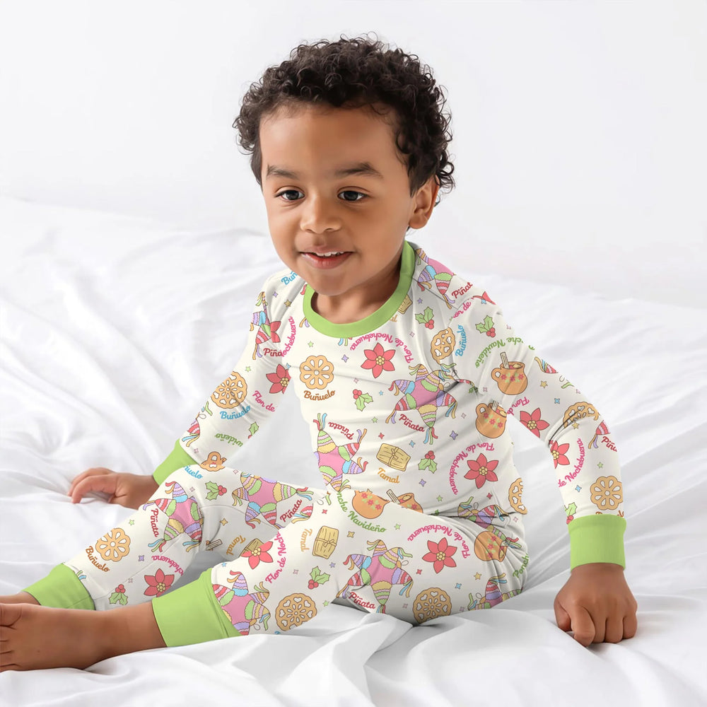 Las Posadas Dream Two Piece Long Sleeve Pajama Set , Las Posadas Dream Two Piece Long Sleeve Pajama Set - 12-18M / Red