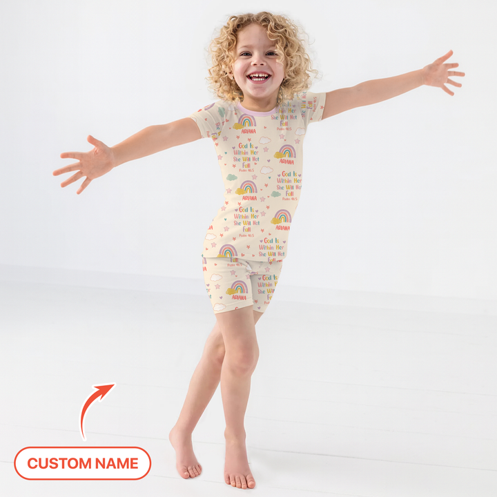 Zweiteiliges Pyjama-Set mit kurzen Ärmeln und Shorts im Sommer-Design
