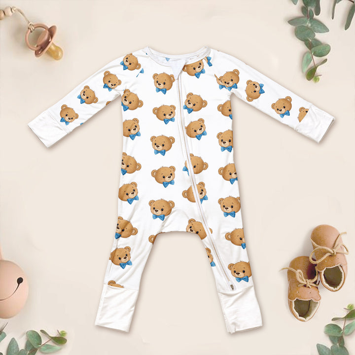 Blue Bow Teddy Bear Head Bamboo Convertible Zippy