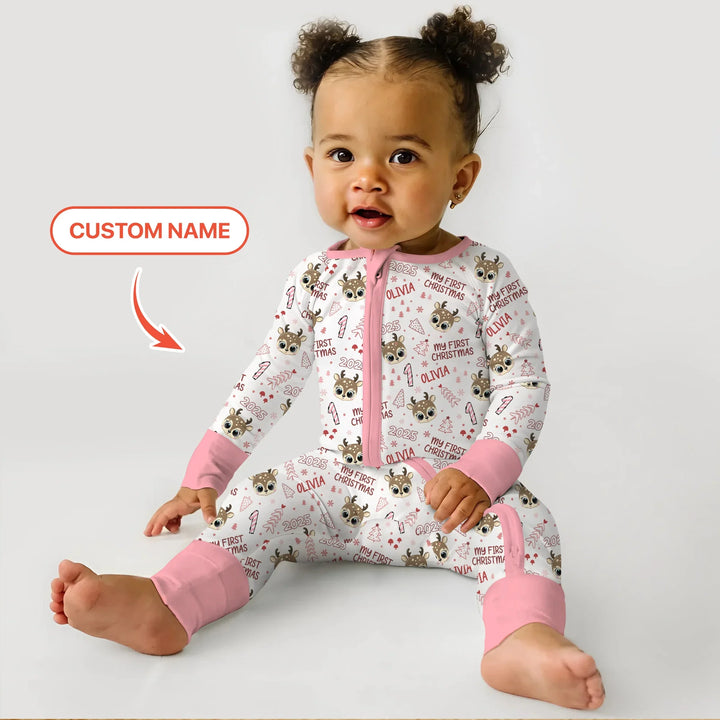 Custom Name Cute Reindeer My First Christmas Convertible Zippy