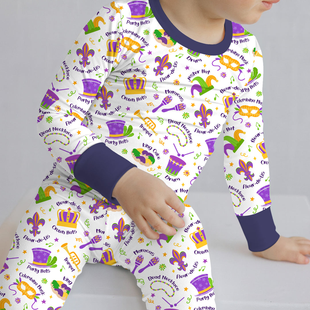 Mardi Gras Family Matching Two Piece Long Sleeve Pajama Set