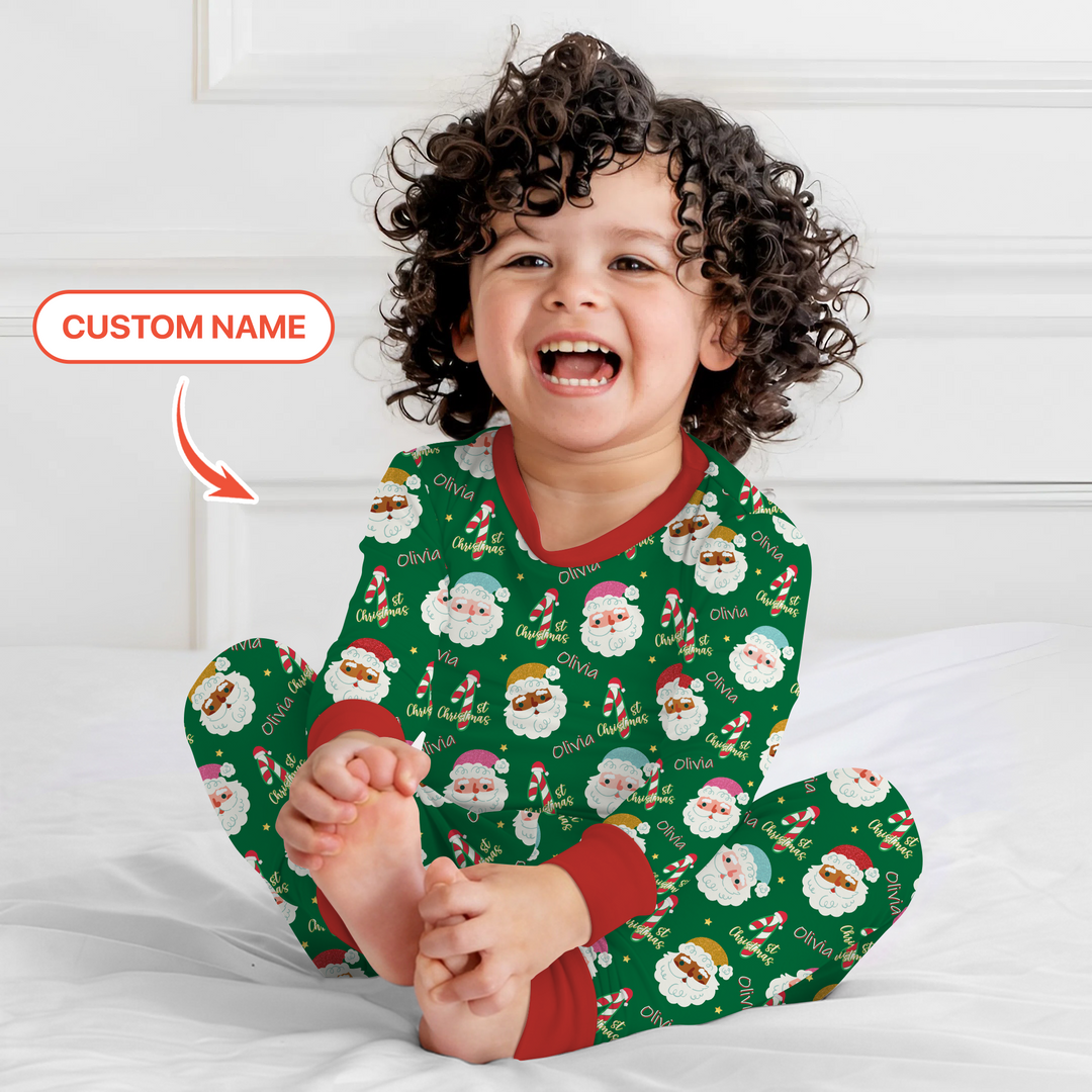 Personalized 1st Christmas Two Piece Long Sleeve Pajama Set