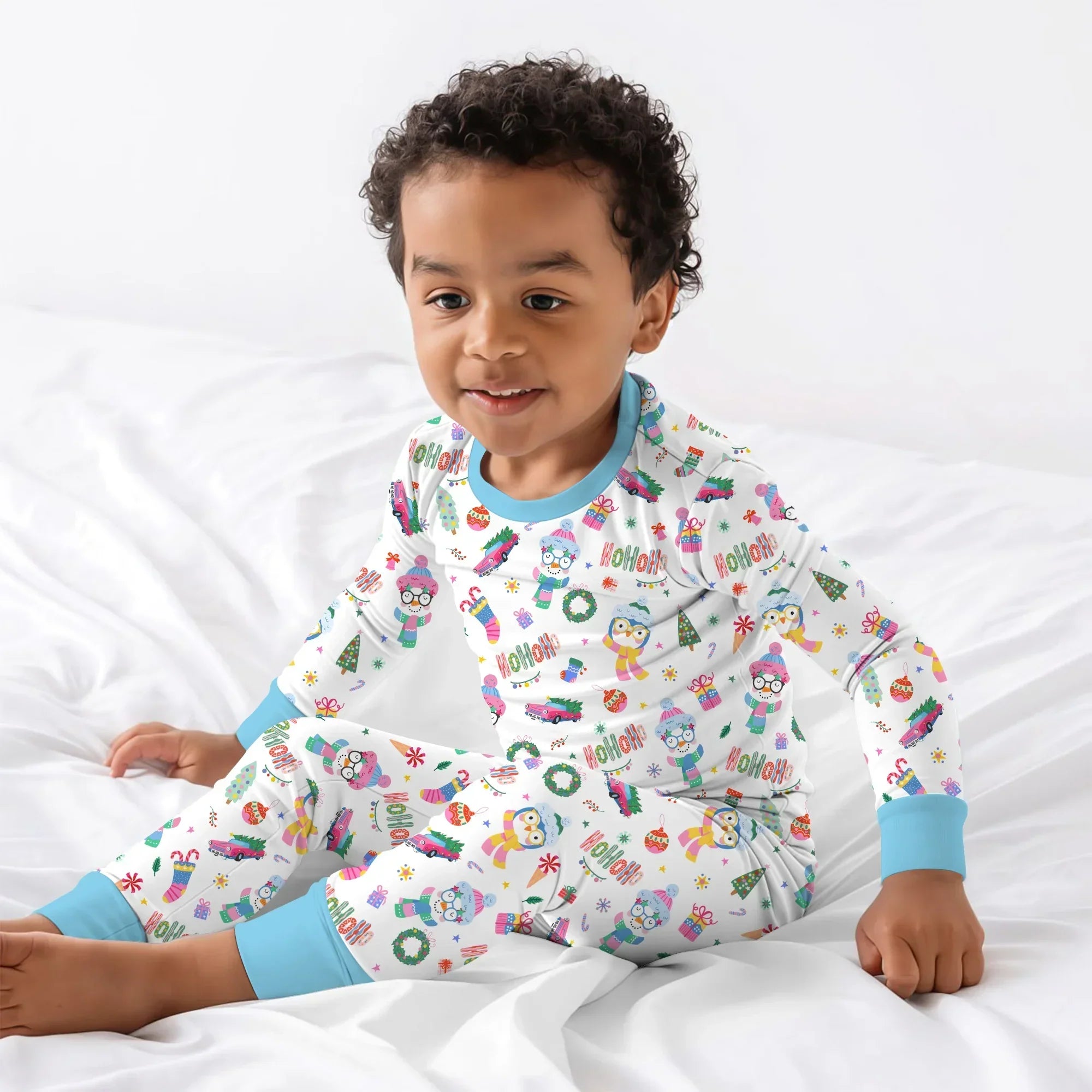 ルームウェア・パジャマ A&S Big combo pajama long sleeve Bright Christmas Bamboo Two Piece Long Sleeve Pajama Set – Zumbamboo