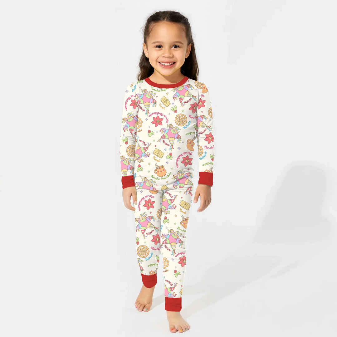 Las Posadas Dream Two Piece Long Sleeve Pajama Set , Las Posadas Dream Two Piece Long Sleeve Pajama Set - 12-18M / Red