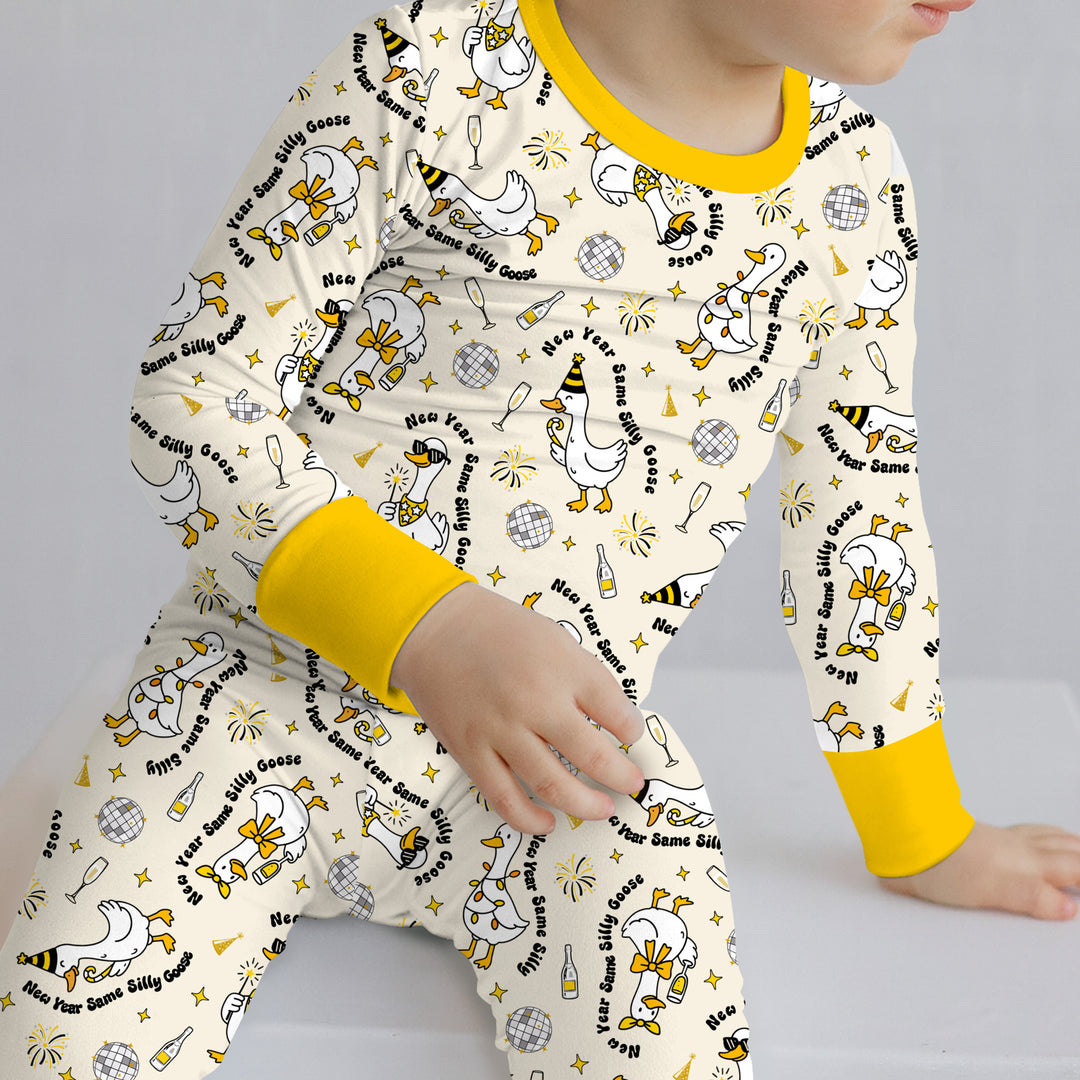 New Year Silly Goose Two Piece Long Sleeve Pajama Set