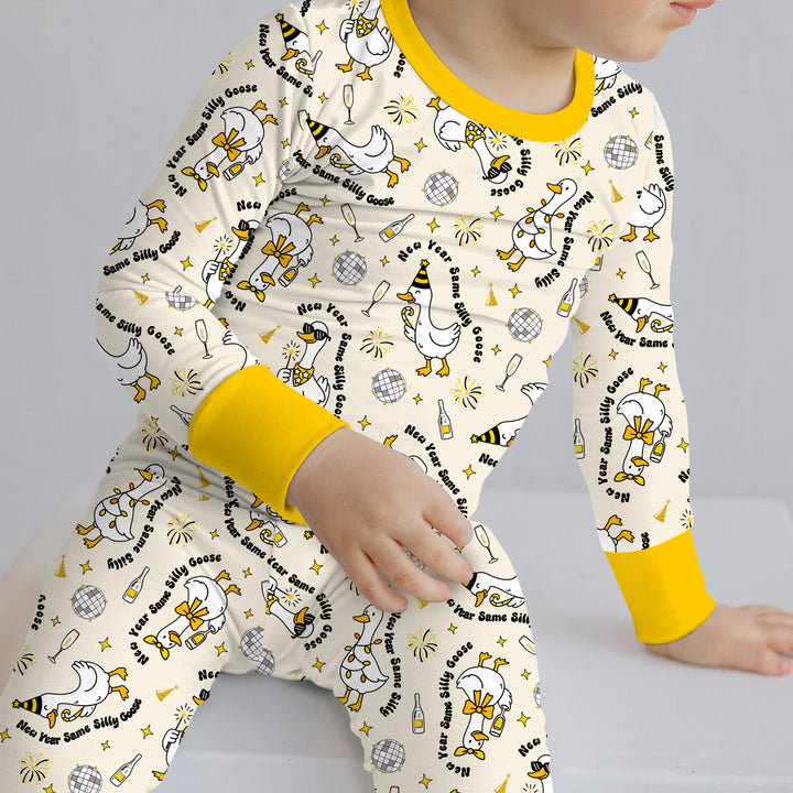 New Year Silly Goose Two Piece Long Sleeve Pajama Set