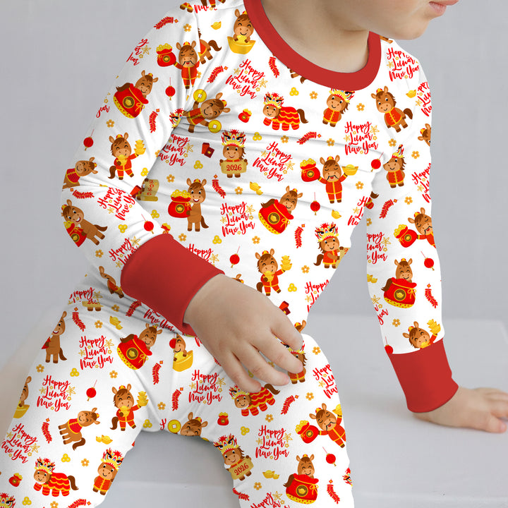 Year of the Horse Two Piece Long Sleeve Pajama Set