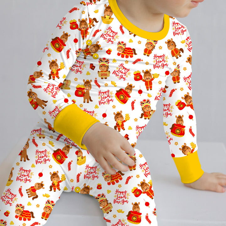 Year of the Horse Two Piece Long Sleeve Pajama Set