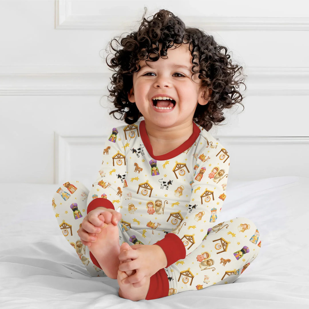 Away In A Manger Two Piece Long Sleeve Pajama Set